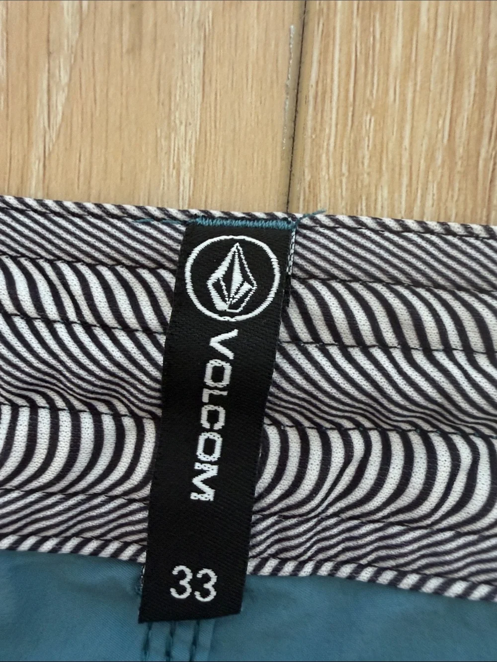 Volcom Men's Slate Blue Board Shorts with Side Stripe Accents
